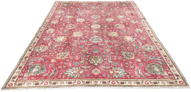 MorgenLand, morgenland Wollteppich »Täbriz Teppich handgeknüpft rot«, rechteckig, 6 mm Höhe, 