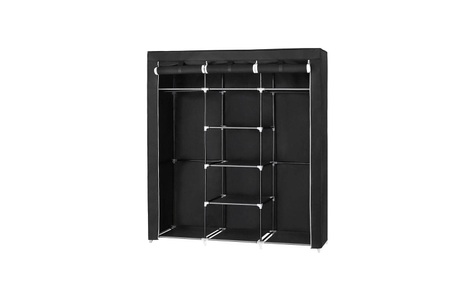 SONGMICS, Songmics - Groß XXL Kleiderschrank Faltschrank Wäscheschrank mit 2 Hakenstange 175 x 150 x 45 cm Drei hochrollbare Türen (Schwarz) RYG12B, SONGMICS Regal »150 cm x 175 cm, Schwarz«