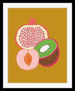 QUEENCE, queence Bild »Benjamin«, Obst, Obst, gerahmt, queence Bild »Benjamin«, Obst-Obst Bilder-Kunst-Lebensmittel, HD Premium Poster-Druck inkl. Holzrahmen