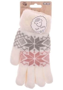 HIGHLIGHT COMPANY, Highlight Company Strickhandschuhe, Fellimitat, Schneeflocken-Motiv, 