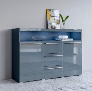 Helvetia, Helvetia Sideboard »India«, Breite 132 cm, INOSIGN Sideboard »India,Breite 132cm stilvolle Anrichte mit 2Türen, 3 Schubladen«, Kommode viel Stauraum, Einlegeböden verstellbar,ohne Beleuchtung