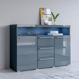 Helvetia, Helvetia Sideboard »India«, Breite 132 cm, INOSIGN Sideboard »India,Breite 132cm stilvolle Anrichte mit 2Türen, 3 Schubladen«, Kommode viel Stauraum, Einlegeböden verstellbar,ohne Beleuchtung