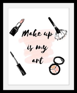 undefined, Bild »Make up«, queence Bild »Make up«, Schwarz-Weiss-Schriftzug-Motivationsbilder-Fashion-Frau, HD Premium Poster-Druck inkl. Holzrahmen