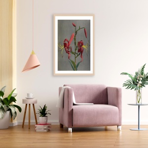 QUEENCE, queence Bild mit Rahmen »Almut«, queence Bild mit Rahmen »Almut«, Blumen-Pflanzen-Kunst-Blumenbilder, Premium Poster mit Naturholzrahmen, Handarbeit aus Deutschland