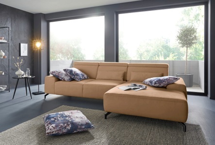 sit&more Ecksofa, Fusshöhe 12 cm, inklusive Sitztiefenverstellung und Kopfteilverstellung, wahlweise in 2 unterschiedlichen Fussfarben