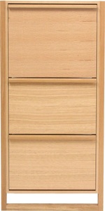 home24, home24 Schuhkipper NewEst, Woodman Schuhkommode »NewEst«, Breite 67 cm, mit 3 Klappen, Holzfurnier aus Eiche