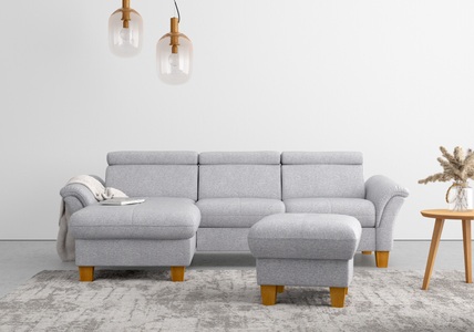 Home affaire Ecksofa, wahlweise mit Bett mit klappbaren Rollen, Kasten und Kopfverstellung