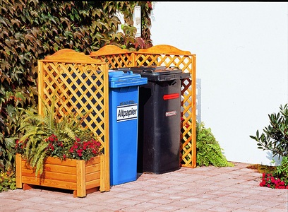 PROMADINO, promadino Mülltonnenbox »Rex«, promadino Mülltonnenbox »Rex«, Abtrennung, für 2 x 240 l, inkl. Pflanzkasten