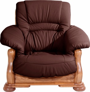 MAX WINZER, Max Winzer® Sessel »Texas«, mit dekorativem Holzgestell, Max Winzer® Sessel »Texas, Loungesessel, Retro Klassiker, bequem, aufwendige Verarbeitung«, mit dekorativem Holzgestell aus Eiche, gefrästen Ornamente im Gestell