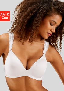 LASCANA Push-up-BH, ohne Bügel mit wunderschönen Spitzenträgern, Basic Dessous