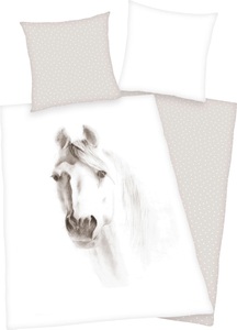 HERDING, HERDING Bettwäsche Weißes Pferd 135 x 200 cm, Herding Young Collection Wendebettwäsche »Pferd«, mit tollem Pferde Motiv
