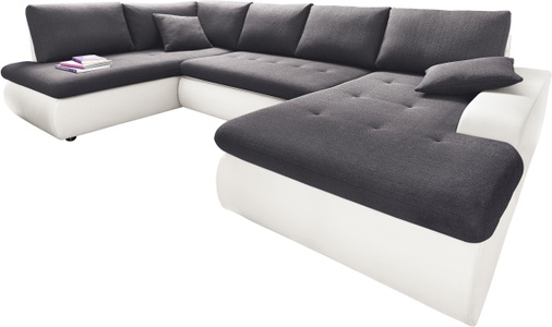 TRENDMANUFAKTUR, TRENDMANUFAKTUR Wohnlandschaft, wahlweise mit Bettfunktion, inklusive loser Rücken- und Zierkissen, frei im Raum stellbar, TRENDMANUFAKTUR Wohnlandschaft »Indie, U-Form«, wahlweise mit Bettfunktion, inkl. loser Rücken- u. Zierkissen