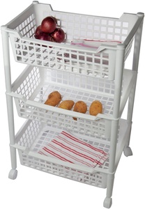 BISCHOF, Bischof Rollwagen, Kunststoff, für Bad und Küche mit grosser Abdeckablage, 3 Körbe, Bischof Rollwagen, Kunststoff, für Bad und Küche mit grosser Abdeckablage, 3 Körbe