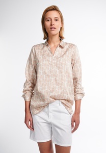 Eterna, ETERNA LANGARM BLUSE MODERN CLASSIC SATINGEWEBE BEIGE BEDRUCKT, Eterna Hemdbluse »REGULAR FIT«