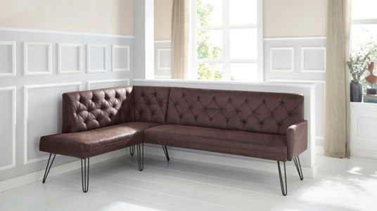 exxpo - sofa fashion, exxpo - sofa fashion Eckbank »Doppio«, Frei im Raum stellbar, exxpo - sofa fashion Eckbank »Doppio, Chesterfield Optik, komfortabel und bequem, hohe Designfüsse«, Frei im Raum stellbar
