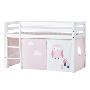 Hoppekids, Hoppekids Hochbett »ECO Dream, Kinderbett, Spielbett, Halbhohes Bett aus Massivholz«, inkl. Vorhang-Set Eule Rosa Rot, Bettgrösse & Matratze wählbar, Hoppekids Hochbett »ECO Dream, Kinderbett, Spielbett, Halbhohes Bett aus Massivholz«, inkl. Vorhang-Set Creator, Bettgrösse & Matratze wählbar