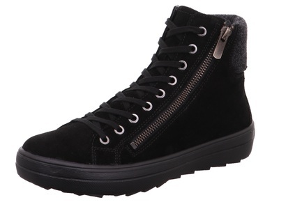 Legero, Legero Winterboots »MIRA«, mit gepolstertem Schaftrand, Legero Schnür-Stiefelette aus Veloursleder mit Gore-Tex schwarz