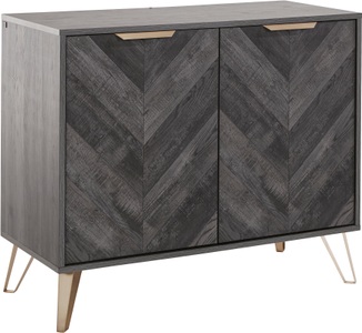 LEONIQUE, Leonique Sideboard »Nanterie«, aus einer edlen Holzoptik, mit exklusivem Fischgrätenmuster, mit 2 verstellbare Einlegeböden, Gestell aus goldfarbenem Metall, Breite 90 cm, Leonique Sideboard »Nanterie«, aus edler Holzoptik, mit exklusivem Fischgrätenmuster, Breite 90 cm