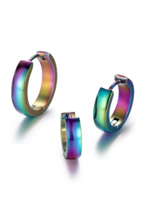 FIRETTI, Firetti Creolen-Set »Rainbow«, (Set, 3 tlg.), Firetti Creolen-Set »Multipack Schmuck Geschenk Ohrschmuck Creolenset Regenbogen«, (Set, 3 tlg.)