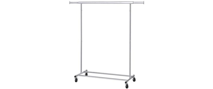 SONGMICS, Songmics - Schwerlast Metall Kleiderständer bis 90 kg belastbar mit Rollen Garderobenständer klappbar, Länge: 92-132 cm, Chrom, Industrie HSR13S, SONGMICS Garderobenständer »Verchromt 160 cm, Silberfarben«