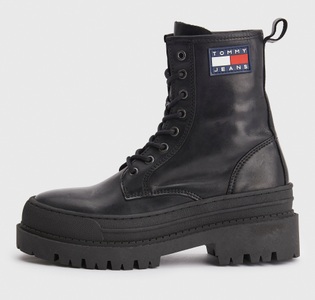 TOMMY JEANS, Tommy Jeans Schnürboots »TOMMY JEANS ACE UP BOOT«, mit Flaggen-Aufnäher, 