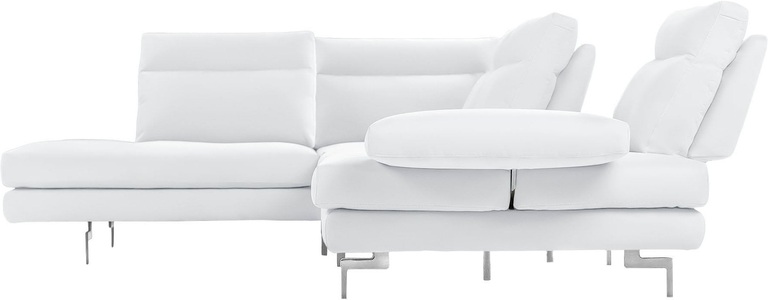 CALIA ITALIA, CALIA ITALIA Ecksofa »Toby Wing«, Sitztiefenverstellung, Eckelement mit Funktion, Füsse in Chrom glänzend, CALIA ITALIA Ecksofa »Toby Wing, L-Form, Multifunktionssofa, bequem und edel«, Sitztiefenverstellung und Armteilfunktion, Füsse chrom glänzend