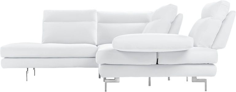 CALIA ITALIA, CALIA ITALIA Ecksofa »Toby Wing«, Sitztiefenverstellung, Eckelement mit Funktion, Füsse in Chrom glänzend, CALIA ITALIA Ecksofa »Toby Wing, L-Form, Multifunktionssofa, bequem und edel«, Sitztiefenverstellung und Armteilfunktion, Füsse chrom glänzend