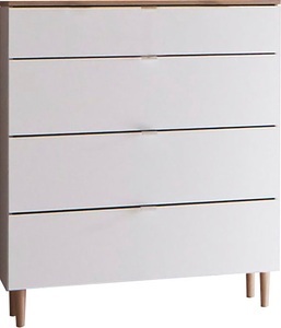 MID.YOU, MID.YOU Kommode 81/102/41 cm , Skagen , Weiss, Eichefarben , Metall , Buche , vollmassiv , 6 Schubladen , 81x102x41 cm , Dekorfolie,Echtholz, Nachbildung , 001787084203, 