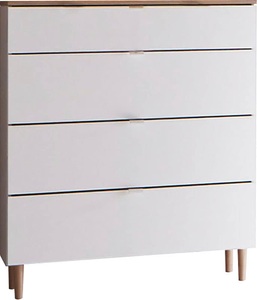 MID.YOU, MID.YOU Kommode 81/102/41 cm , Skagen , Weiss, Eichefarben , Metall , Buche , vollmassiv , 6 Schubladen , 81x102x41 cm , Dekorfolie,Echtholz, Nachbildung , 001787084203, 