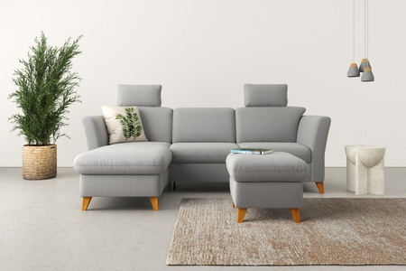 HOME AFFAIRE, Home affaire Ecksofa »Trelleborg«, Federkern-Polsterung, wahlweise mit Bettfunktion und Bettkasten, Kopfstützen optional, Home affaire Ecksofa »Trelleborg L-Form«, Federkern-Polsterung, wahlweise mit Bettfunktion und Bettkasten