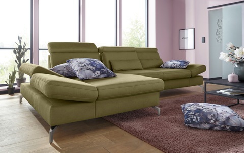 sit&more Ecksofa, Fusshöhe 12 cm, inklusive Sitztiefen-, Armteil- und Kopfteilverstellung