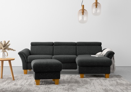 HOME AFFAIRE, Home affaire Ecksofa, wahlweise mit Bett mit klappbaren Rollen, Kasten und Kopfverstellung, Home affaire Ecksofa »Lindgren L-Form«, wahlweise mit Bett mit klappbaren Rollen, Kasten und Kopfverstellung