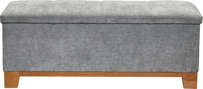 undefined, Bettbank »Viborg«, Carryhome Bettbank in textil hellgrau , Viborg , Eiche , massiv , 139x58x50 cm , lackiert,Mikrofaser,Echtholz , 002220045006