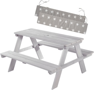 roba® Kindersitzgruppe »Picknick for 4 Outdoor +, Grau«, (Set), mit abgerundeten Ecken; inklusive Sitzauflagen »Little Stars«