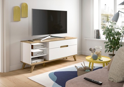 HOME AFFAIRE, Home affaire Lowboard »Alesund«, 1 Schubkasten, 1 Klappe, konischer Fuss, TV Möbel, TV Schrank, Home affaire Lowboard »Alesund, Breite 140 cm, 1 Klappe, 1 Schubkasten, konischer Fuss«, Scandi-Look, TV-Möbel, TV-Schrank, TV-Lowboard, Mediaboard, Wohnmöbel