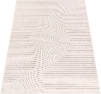 Paco Home Teppich »Cotton 233«, rechteckig, Kurzflor, Uni Farben, Hoch-Tief-Effekt, Scandi-Look, Outdoor geeignet