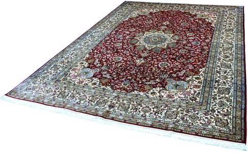 Kayoom, Kayoom Seidenteppich »Kashan 999x11«, rechteckig, 10 mm Höhe, Einzelstück mit Zertifikat, Wohnzimmer, Kayoom Seidenteppich »Kashan 999x11«, rechteckig, 10 mm Höhe, Einzelstück mit Zertifikat, Wohnzimmer