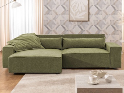 GOODproduct, GOODproduct Ecksofa "KINLEE Design-Sofa mit Recamiere rechts/links, Masse B/T/H 251/144/70cm" L-Form mit Wellenunterfederung, ohne Bettfunktion, modern und beguem