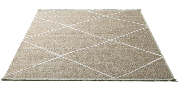 Sansibar, Sansibar Teppich »Braderup«, rechteckig, 2 mm Höhe, Flachgewebe, modernes Scandi Design, Motiv Rauten, mit Fransen, ideal im Wohnzimmer & Schlafzimmer, Sansibar Teppich »Braderup«, rechteckig, 2 mm Höhe, Flachgewebe, modernes Scandi Design, Motiv Rauten, mit Fransen
