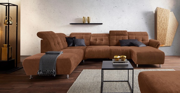 PLACES OF STYLE, Places of Style Wohnlandschaft »Manhattan«, 2 Sitze mit elektrischer Relaxfunktion, verstellbare Armlehnen, Places of Style Wohnlandschaft »Manhattan U-Form«, 2 Sitze mit elektrischer Relaxfunktion, verstellbare Armlehnen