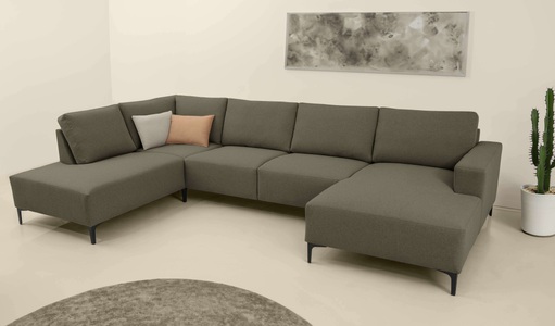 HOME AFFAIRE, Home affaire Wohnlandschaft »Tournon U-Form, XXL Sofa, Breite 333 cm, Webstoff, Chenille«, Designsofa im nordischen Stil, Wellenunterfederung, Metallfüsse, Home affaire Wohnlandschaft »Tournon U-Form, XXL Sofa, Breite 333 cm, Webstoff, Chenille« Designsofa im nordischen Stil, Wellenunterfederung, Metallfüsse