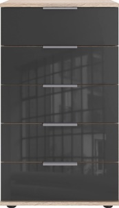 Wimex, home24 Schubladenkommode Lingga II, Livetastic Kommode 49/102/41 cm , Easy Plus C , Grau, Eichefarben , Metall , 5 Schubladen , 49x102x41 cm , sägerau, Dekorfolie,Nachbildung , Typenauswahl, Beimöbel erhältlich , 001787046057