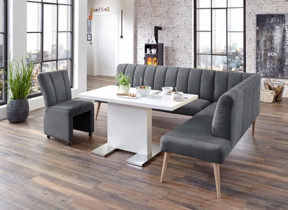 exxpo - sofa fashion, exxpo - sofa fashion Eckbank »Costa«, Frei im Raum stellbar, exxpo - sofa fashion Eckbank »Costa, moderne Rückensteppung, bequem und elegant, hoher Holzfuss«, Frei im Raum stellbar