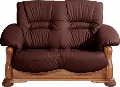 MAX WINZER, Max Winzer® 2-Sitzer »Texas«, mit dekorativem Holzgestell, Breite 147 cm, Max Winzer® 2-Sitzer »Texas, dekoratives Holzgestell aus Eiche mit gefrästen Ornamenten«, bequemer Retro Klassiker, kompakte Stellfläche Breite 147cm