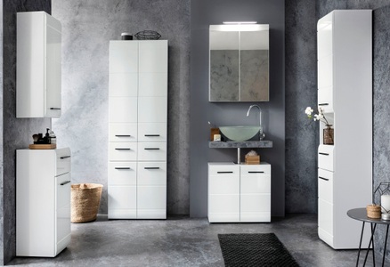 INOSIGN, INOSIGN Badmöbel-Set »Sovana«, (Set, 3 St.), Spiegelschrank mit LED-Beleuchtung, Hochschrank und Waschbeckenschrank, INOSIGN Badmöbel-Set »Sovana«, (Set, 3 St.), Badezimmermöbel - Spiegel mit Beleuchtung, Hochschrank und Waschtisch