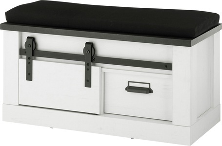 HOME AFFAIRE, Home affaire Sitzbank »SHERWOOD«, modernes Holz Dekor, mit Scheunentorbeschlag aus Metall, Breite 93 cm, Home affaire Sitzbank »SHERWOOD«, modernes Holz Dekor, mit Scheunentorbeschlag aus Metall, Breite 93 cm