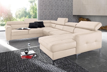 Cotta, COTTA Polstergarnitur, (Set), Set: bestehend aus Wohnlandschaft und Hocker, Sofa wahlweise mit Bettfunktion, COTTA Polstergarnitur »Sammy«, (Set, Tiefe der Recamiere 169 cm), Set: bestehend aus Wohnlandschaft und Hocker, wahlweise Bettfunktion