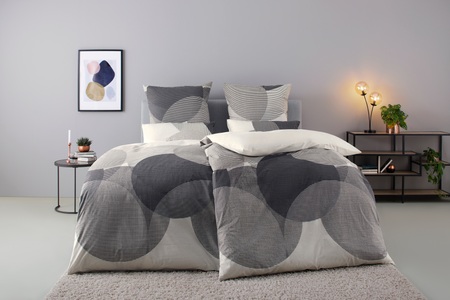 BIERBAUM Bettwäsche »Carla in Gr. 135x200 oder 155x220 cm«, (2 tlg.), Bettwäsche aus Baumwolle, geometrische Bettwäsche mit Reissverschluss