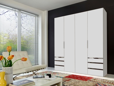 fresh to go, home24 Drehtuerenschrank Level 36A, MID.YOU Drehtürenschrank in weiss , Level 36A 200Cm Weiss , Metall, Kunststoff , 2 Fächer , 6 Schubladen , 200x216x58 cm , Dekorfolie,Nachbildung , 001787042501