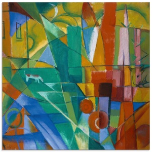 Artland, Artland Glasbild »Landschaft mit Haus Hund und Rind. 1914.«, Artland Glasbild »Landschaft mit Haus Hund und Rind. 1914.«, Muster, (1 St.), in verschiedenen Grössen